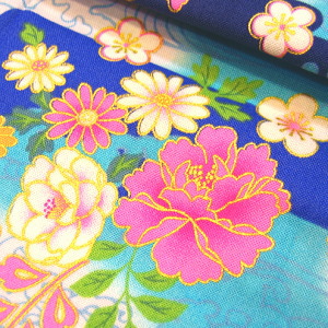 義若オリジナル激安セール柄股引き かすみに小花(ブルー)